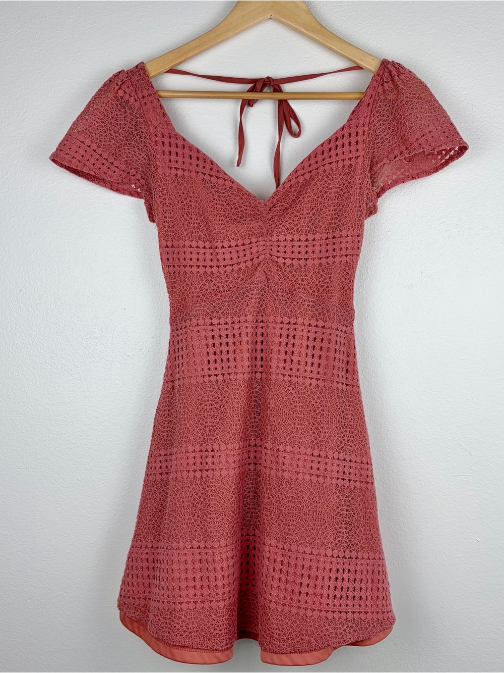 Francesca's Maria Watermelon Lace Crochet Boho Dress XXS F015